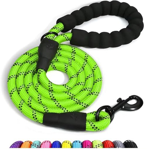 Spanner In The Works® | Green Dog Lead - Reflective Leashes, 1.5 Metre Long, Thick 13mm Anti Pull Dog Leash | Comfort Handle, Bright Green Dog Leads, Strong 360 Swivel
