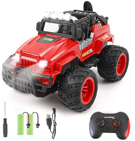 Weinsamkeit Ferngesteuertes Auto, 1/16 RC Auto Kinder All Terrain Off Road RC Monstertruck mit LED Scheinwerfer 2,4 GHz Elektrisches Ferngesteuert Spielzeug Geschenk für Junge Mädchen ab 4-12 (Rot)