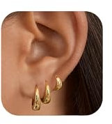 3 Paar Ohrringe Silber Gold Set für Damen, 14 Karat Vergoldet Kleine Ohrstecker Creolen Ohrring Wasserfest Stecker Hypoallergene mit Zirkonia Stapelbar Schmuck Geschenk für Frauen Mehrere Ohrlöcher