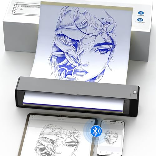 Wormhole Tattoo Stencil - Impresora inalámbrica Bluetooth de 2500 mAh, batería portátil, Compatible con teléfono y PC, para Artistas y Principiantes, Color Gris Oscuro