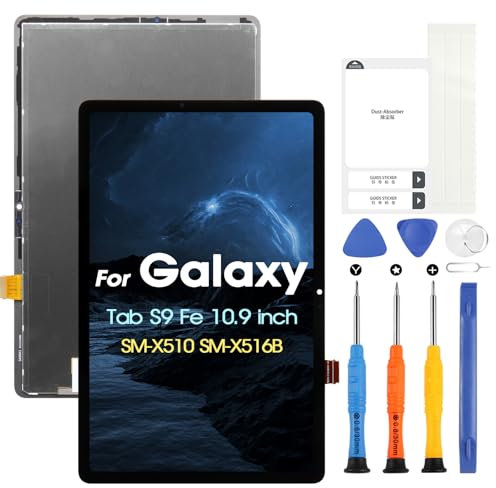 LCD Screen for Samsung Galaxy Tab S9 Fe, LCD Display for Galaxy Tab S9 Fe SM-X510, SM-X516B 10.9 Inch Display Touch Screen Digitizer Replacement Assembly + Repair Kit (Black)