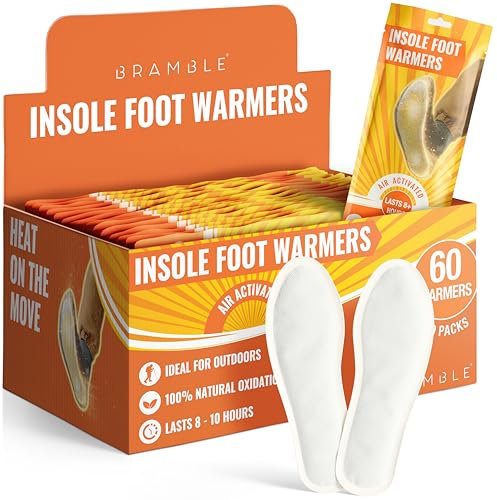 Bramble Insole Foot Warmers - Heated Insoles - Odourless Air-Activated Warmers - Up to 10 Hours of Heat - 30 Pair (60 Warmers)