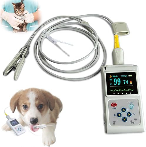 hocvseo Veterinär-Pulsoximeter, Tier-Pulsfrequenzmonitor Mit Sonde Und USB-Kabel, Handgehaltene Ohr-/Zungensensorsonde, Für Hunde-, Katzen- Und Haustierkrankenhäuser