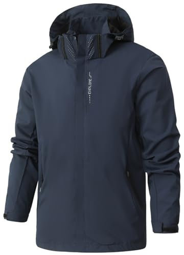 PADOLA Veste Homme mi Saison Veste de Pluie Homme Coupe Vent imperméable Blousons Printemps été Softshell Camouflage Legere Manteau Automne Hiver (6 Bleu Marine XL)