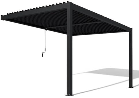 Briconess.com Pergola bioclimatica 4x2.5 mt. addossata in Alluminio con lamelle frangisole orientabili - Antracite