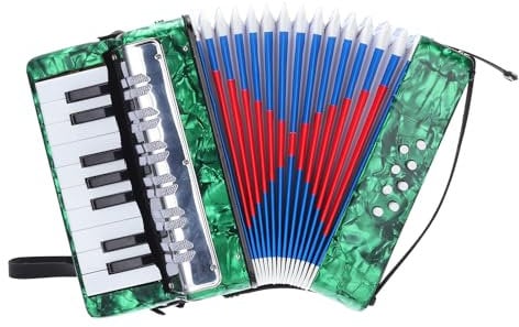 QUARKZMAN Akkordeon, 17 Tasten 8 Bassknopf Ziehharmonika Mini Musikinstrument Leicht für Erwachsene Anfänger Bildung, Grün