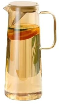 Caraffa per Acqua refrigerante Brocca for acqua in vetro da 1,35 l/1,8 l con coperchio e manico, for frigorifero, caraffa for tè freddo e caffè, stoviglie for bevande Caraffa Acqua per Calda Fredda A