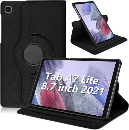 World biz Case For Samsung Galaxy Tab A7 Lite 8.7 Inch 2021 Tablet (SM-T220/T225/T227), 360 Degree Rotation Protective Stand Leather Cover, Auto Wake/Sleep Galaxy Tab A7 Lite 8.7'' (Black)