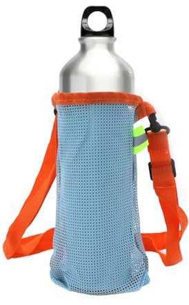 CHEERYMAGIC Water Bottle Carrier Bag, Nylon Mesh Water Bottle Pouch with Adjustable Shoulder Strap for Adults Kids Walking Hiking Camping Travelling A11SPTD