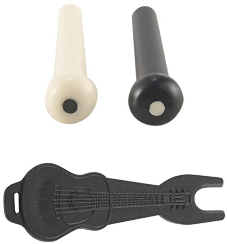 Wrtysully 36 Pieces Acoustic Guitar Bridge Pins Pegs in White and Black with 1 Piece Bridge Pin Puller Remover in Guitar