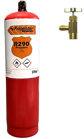Kältemittel R290 Propan 750 ml / 370 g Einwegdose + Ventilöffner für Haus Klimaanlagen und Wärmepumpen