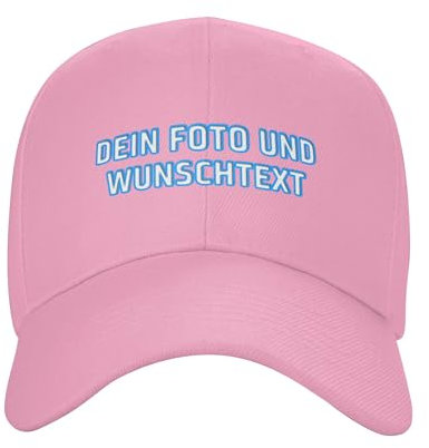 Cap Bedrucken,Personalisierte Customisable Kappe with Your Picture, Text, Logo,Personalized Adjustable Trucker Caps Casual Sun Peak Hat for Gifts-Rosa