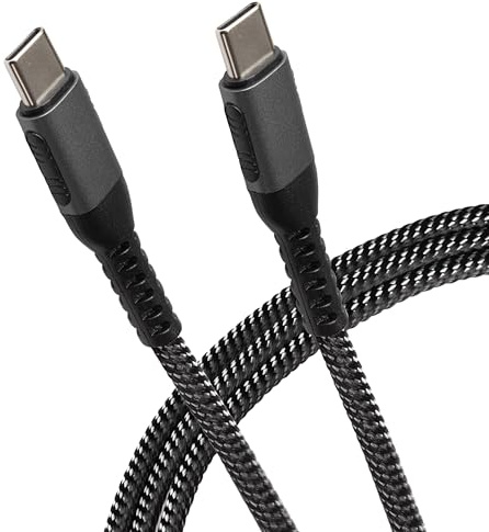 Maplin USB C to USB C 60W Cable Braided, Charging and Syncing, 0.25m, for Apple MacBook, iPad Pro, iPad Air, iPhone 15, Samsung Galaxy phones, Microsoft Surface, Google Pixel, Honor and more