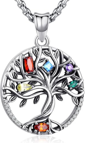 Odinstone Tree of Life Necklace 925 Sterling Silver Tree Pendant Women Family Jewellery Mothers Day Anniversary Birthday Gifts for Mum Girl
