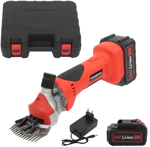 Schafschermaschine Akku, 550W 24V Professionelle Elektrische Schermaschine mit 13000mAh Akkus und Aufbewahrungskoffer, 3000r/min Einstellbare Kabellos Schermaschinen für Schafe, Alpakas