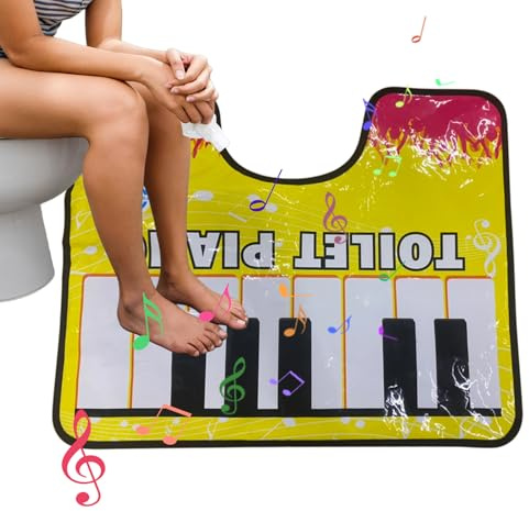 Generisch Toiletten Piano Matte mit Ausschnitt Stof, Klavier Bodenmatte mit Klavierklang, rutschfest WC Vorleger, Lustige Musical Keyboard Toilettenvorleger, für Toilette Badezimmer Wohnheim