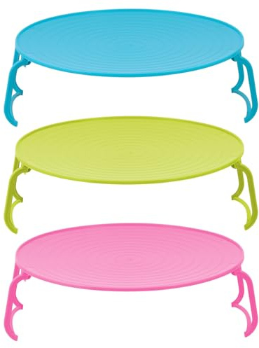 Supvox 3 Stück Mikrowellen Dampfgarer Mehrschichtiger Abgerundeter Tabletthalter aus Hitzebeständigem Kunststoff Platzsparendes Küchenregal für Mikrowellen und Zufällige Zufällige Farbe