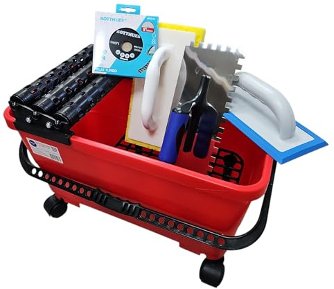 Fliesen-Wascheimer 24 Liter Set 2 mit 3-Fach Rollenaufsatz | Kunststoff