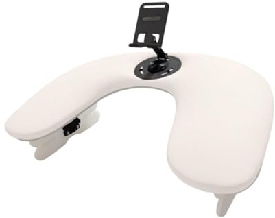 QSTDGVPW Repose-mains En Cuir PU avec Repose-pieds Pliable, Blanc avec Support