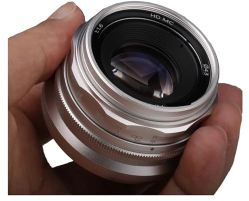 camera lens, 35mm F1.6 V APS-C Prime Lens,Compatible For Sony E A6600 6500 Fuji XF Canon EOS-M M50 Panasonic/Olympus Micro 4/3(Silver,M4/3)