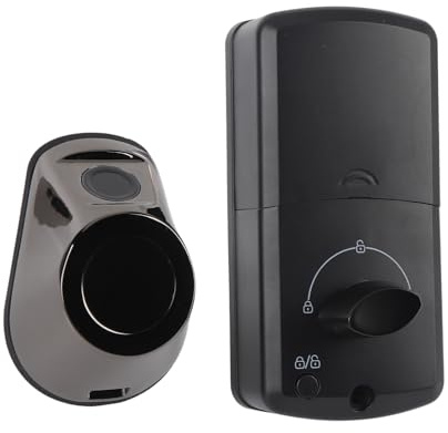 Aramox Cerradura de Entrada de Puerta Inteligente Cerradura de Entrada de Puerta con Huella Digital de Aleación de Aluminio para Puertas de Madera de 35 Mm a 50 Mm 3 Formas de Desbloqueo Clave de