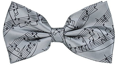 Vorgebundene Fliege mit Musiknoten-Design von Punk, zum Selbstbinden, 6 Farben, tolles Geburtstagsgeschenk, für formale Anlässe und Freizeit grau