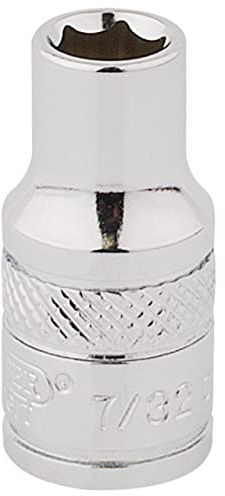 Draper 48371 1/4 Square Drive Polished Chrome Imperial Socket, 7/32 Size