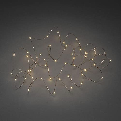 Konstsmide LED Tropfenlichterkette, 50 bernsteinfarbene Dioden, 3V Innentrafo, kupferfarbener Draht - 6386-860, Kupfer