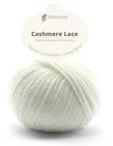 PASCUALI | Bio Cashmere Lace. Strickwolle aus 100% Kaschmirwolle Wolle zum Stricken und Häkeln, 1 Knäuel - 25g - Farbe: weiß 08