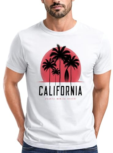Neverless® Herren T-Shirt California Palmen Santa Monica Beach Sommer Sonne Fashion Streetstyle