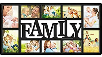 Youyijia Family Multi Aperture Photo Frame 74X38cm 3D Wall Mount Memories Collage for Bedroom Kitchen Dining Room (Black)