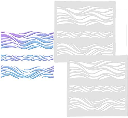 DUBENS 2 Stück Wasserwelle Schichtung Schablonen für DIY Scrapbook/Foto Album dekorative Prägung Färbung, Malerei Schablone, Wohnkultur