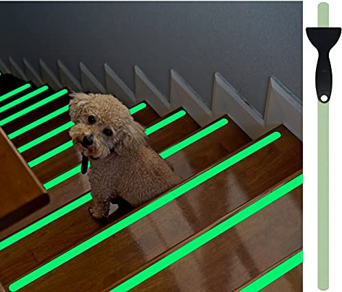 cocofy Fluoreszierende Anti Rutsch Streifen Leuchtend Aufkleber Treppe, nachleuchtendes Klebeband, XXL (90x3 cm), für Treppenstufen innen, Antirutsch Sticker - 18-Pack [2021 Markteinführung]