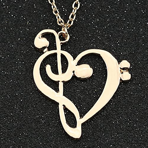 Musiknote Symbol Halskette Treble Bass GF Notenschlüssel Herz Gold Silber Farbe Musik Anhänger Minimalistisch Einfacher Schmuck