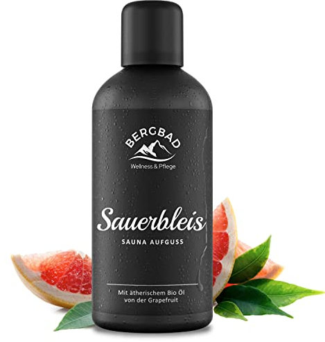 BERGBAD Saunaaufguss BIO GRAPEFRUIT PUR 100ml SAUERBLEIS - Natürlicher Sauna-Aufguss mit ätherischen BIO Ölen