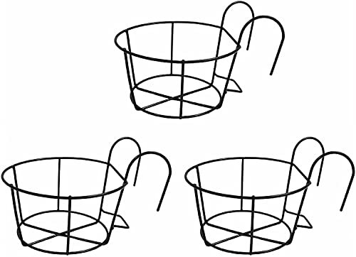 3 Stück Metall Blumentopfhalter Eisen Blumenregal Blumentopf zum Aufhängen mit Haken für Blumentöpfe Hängeländer Pflanzgefäße Blumentopf Halterung für Garten Balkon Zaun Indoor Outdoor Topfhalter