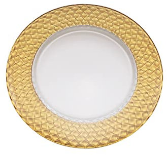 SWEET HOME Sottopiatto in Vetro Trasparente con Fascia Oro Perlato cod.SV00590AU cm diam.32 by Varotto & Co.
