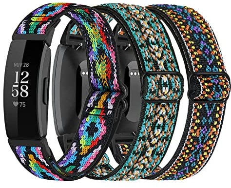 3er-Pack elastische Nylonbänder kompatibel mit Fitbit Inspire 2 / Inspire HR/Inspire/Ace 2, weiche verstellbare Solo Loop Ersatzbänder für Fitbit Inspire Fitness Tracker Damen Herren
