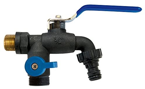 S&M 180040 Grifo de jardín antihielo con dos salidas y toma automática, Negro Y Azul
