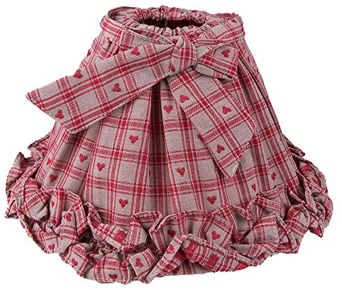 Clayre & Eef Lampenschirm Ø 23x15 cm Rot Beige Baumwolle Synthetisch Rauten Stofflampenschirm