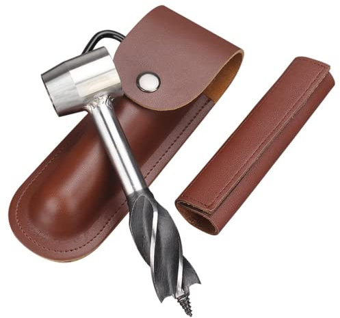 zalati Holzbohrer-Schlangenbohrer mit Aufbewahrungstasche für Camping und Outdoor-Werkzeuge, Braun
