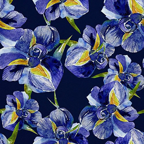 HEKO PANELS Stoff Oxford Wasserdichte Meterware Canvas-Stoff Polyester Stoff Zum Nähen Nähstoffe Möbelstoffe Dekostoffe Handwerken Wasserabweisend Blickdicht Blumen Schwertlilien 2 Meter 155 x 200 cm