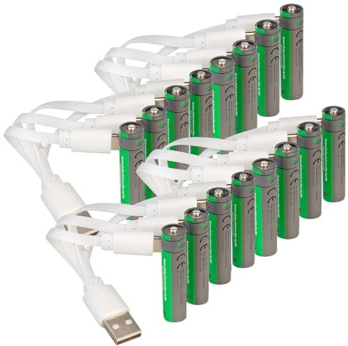 tka Köbele Akkutechnik Akku AAA wiederaufladbar: 16er-Set wiederaufladbare Batterien Typ AAA, 600 mWh, Laden per USB-C (Akku USB C, mit Anschluss, Taschenlampe)