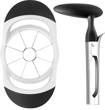 Asdirne Apple Slicer & Corer Set, Apple Cutter and Fruit Slicer with Sharp Stainless Steel Blades and Ergonomic Non-Slip Handles, Ideal for Cutting a Wide Range of Fruits, Black