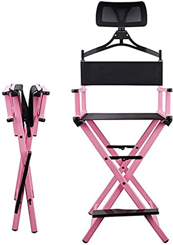 MIYUEWU Folding Directors Stuhl Künstler Make-up Stuhl, 28 Hoher Aluminium Tragbarer Stuhl, Faltbarer Regiestuhl Make-up Artist Stuhl Camping Chaise,with headrest