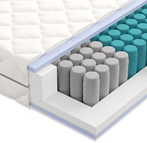 7-Zonen Matratze 120x200 cm, Taschenfederkernmatratze H2 H3, Versand als Rollmatratze, Hochwertige 2 in 1 Matratze, Wendematratze, 21 cm hoch