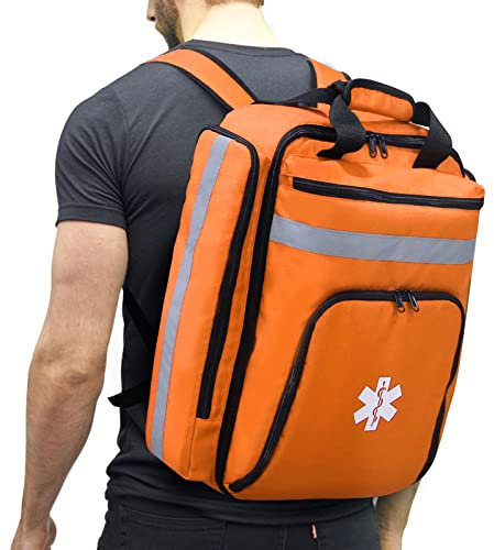 Zaino medico di emergenza, borsa di primo soccorso vuota, borsa trauma per primo soccorso, con catarifrangente, grande capacità di primo soccorso medico (solo borsa) (arancione)