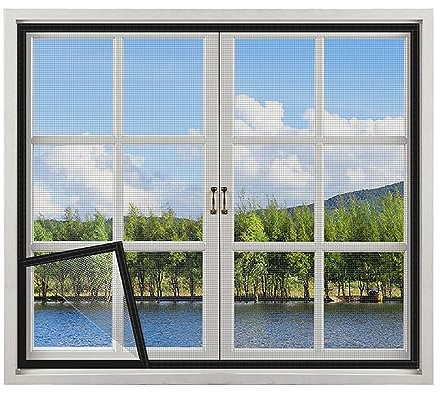 Timizi Moustiquaire en Gaze 120x130cm, sans Perçage Toile Moustiquaire Anti-Insectes Grillage Plastique, pour Porte et Fenetre. - Noir