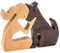 Holzfiguren,Familie Welpe Holz Schnitzerei Ornamente,Katzen Deko,Natürliches Massivholz Niedlich Welpen,Pferd,Kätzchen und Menschen Statue Skulptur,Hand Geschnitzte Home Decor (Mädchen und Hund)