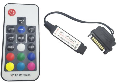 DC12V RGB Controller Mini RF17 Tasten Fernbedienung Drahtlose Große 4-Pin RGB Controller für PC Computer Fall 5050 LED Streifen Beleuchtung (12V 4Pin SATA)